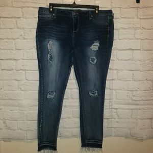 Maurice's Distressed Raw Hem Skinny Jeans Size XL